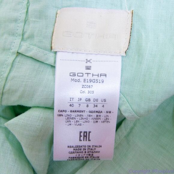 NEW Gotha Italian-made Linen short sleeve shift dress, light green, side pockets - Picture 14 of 16